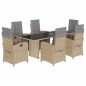 vidaXL Set comedor de jardín 7 pzas con cojines ratán sintético beige vidaXL Set comedor de jardín 7 pzas con cojines ratán sintético beige