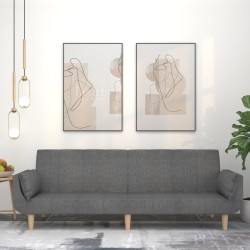 vidaXL Sofá cama de 2 plazas con dos almohadas tela gris claro