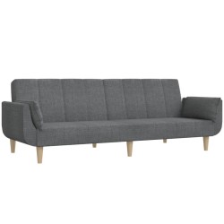 vidaXL Sofá cama de 2 plazas con dos almohadas tela gris claro