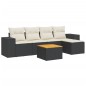 vidaXL Set de sofás de jardín 6 piezas y cojines ratán sintético negro vidaXL Set de sofás de jardín 6 piezas y cojines ratán sintético negro
