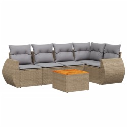 vidaXL Juego de sofás jardín con cojines 6 pzas ratán sintético beige