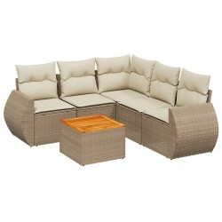 vidaXL Juego de sofás jardín con cojines 6 pzas ratán sintético beige