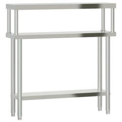 vidaXL Mesa de trabajo para cocina con estante acero inox 110x30x120cm