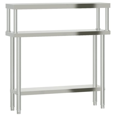 vidaXL Mesa de trabajo para cocina con estante acero inox 110x30x120cm