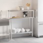 vidaXL Mesa de trabajo para cocina con estante acero inox 110x30x120cm