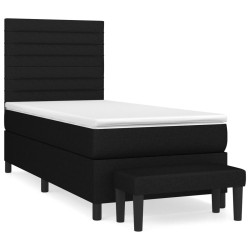 vidaXL Cama box spring con colchón tela negro 100x200 cm