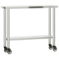 vidaXL Mesa de trabajo para cocina con estante acero inox 110x30x150cm