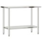 vidaXL Mesa de trabajo para cocina con estante acero inox 110x55x150cm