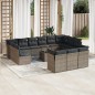 vidaXL Set de sofás de jardín 14 pzas con cojines ratán sintético gris vidaXL Set de sofás de jardín 14 pzas con cojines ratán sintético gris