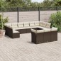 vidaXL Set de sofás de jardín con cojines 13 piezas ratán PE marrón vidaXL Set de sofás de jardín con cojines 13 piezas ratán PE marrón
