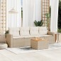 vidaXL Juego de sofás jardín con cojines 5 pzas ratán sintético beige vidaXL Juego de sofás jardín con cojines 5 pzas ratán sintético beige