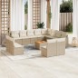 vidaXL Set sofás de jardín con cojines 13 pzas ratán sintético beige vidaXL Set sofás de jardín con cojines 13 pzas ratán sintético beige