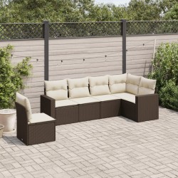 vidaXL Set sofás de jardín 6 piezas y cojines ratán sintético marrón