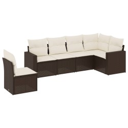 vidaXL Set sofás de jardín 6 piezas y cojines ratán sintético marrón