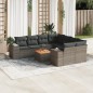 vidaXL Set de muebles de jardín 9 pzas y cojines ratán sintético gris vidaXL Set de muebles de jardín 9 pzas y cojines ratán sintético gris