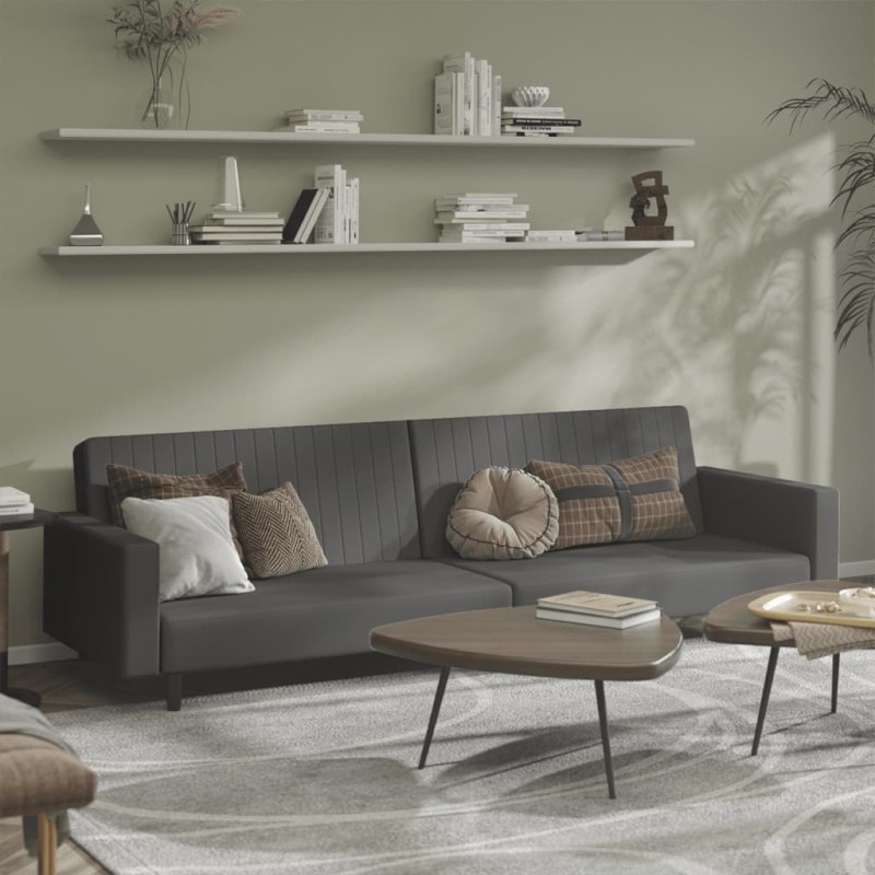 vidaXL Sofá cama de 2 plazas terciopelo gris oscuro vidaXL Sofá cama de 2 plazas terciopelo gris oscuro