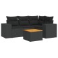 vidaXL Set de muebles de jardín 5 pzas y cojines ratán sintético negro vidaXL Set de muebles de jardín 5 pzas y cojines ratán sintético negro