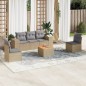 vidaXL Juego de sofás jardín con cojines 6 pzas ratán sintético beige vidaXL Juego de sofás jardín con cojines 6 pzas ratán sintético beige