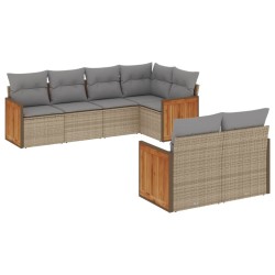 vidaXL Set sofás de jardín 7 piezas y cojines ratán sintético beige
