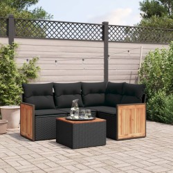 vidaXL Set de muebles de jardín 5 pzas y cojines ratán sintético negro