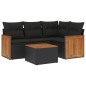 vidaXL Set de muebles de jardín 5 pzas y cojines ratán sintético negro