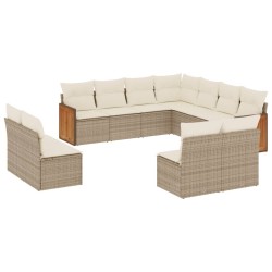 vidaXL Set de sofás de jardín 11pzas con cojines ratán sintético beige