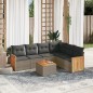 vidaXL Set de sofás de jardín 7 piezas con cojines ratán PE gris vidaXL Set de sofás de jardín 7 piezas con cojines ratán PE gris