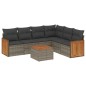 vidaXL Set de sofás de jardín 7 piezas con cojines ratán PE gris vidaXL Set de sofás de jardín 7 piezas con cojines ratán PE gris