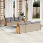 vidaXL Set de sofás de jardín 9 pzas con cojines ratán sintético beige vidaXL Set de sofás de jardín 9 pzas con cojines ratán sintético beige
