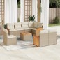 vidaXL Set de sofás de jardín 9 pzas con cojines ratán sintético beige vidaXL Set de sofás de jardín 9 pzas con cojines ratán sintético beige