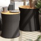 vidaXL Mesas auxiliares jardín 2 pzas superficie de madera ratán negro vidaXL Mesas auxiliares jardín 2 pzas superficie de madera ratán negro