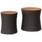 vidaXL Mesas auxiliares jardín 2 pzas superficie de madera ratán negro vidaXL Mesas auxiliares jardín 2 pzas superficie de madera ratán negro