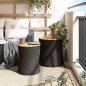 vidaXL Mesas auxiliares jardín 2 pzas superficie de madera ratán negro vidaXL Mesas auxiliares jardín 2 pzas superficie de madera ratán negro