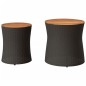vidaXL Mesas auxiliares jardín 2 pzas superficie de madera ratán negro vidaXL Mesas auxiliares jardín 2 pzas superficie de madera ratán negro