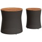 vidaXL Mesas auxiliares jardín 2 pzas superficie de madera ratán negro vidaXL Mesas auxiliares jardín 2 pzas superficie de madera ratán negro