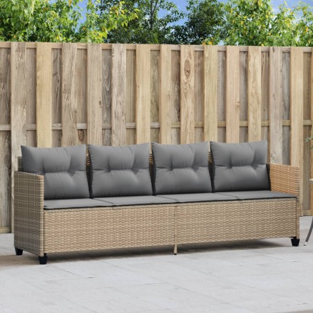 vidaXL Tumbona con cojines ratán sintético beige