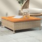 vidaXL Mesa de jardín ratán y madera de acacia beige 70x70x25 cm