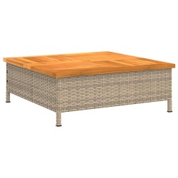 vidaXL Mesa de jardín ratán y madera de acacia beige 70x70x25 cm