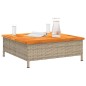 vidaXL Mesa de jardín ratán y madera de acacia beige 70x70x25 cm