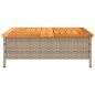 vidaXL Mesa de jardín ratán y madera de acacia beige 70x70x25 cm