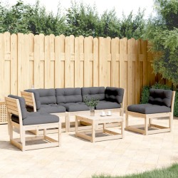 vidaXL Juego de sofás de jardín 5 pzas con cojines madera maciza pino