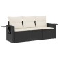 vidaXL Set de sofás de jardín con cojines 3 pzas ratán sintético negro vidaXL Set de sofás de jardín con cojines 3 pzas ratán sintético negro