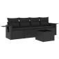 vidaXL Set de muebles de jardín 5 pzas y cojines ratán sintético negro