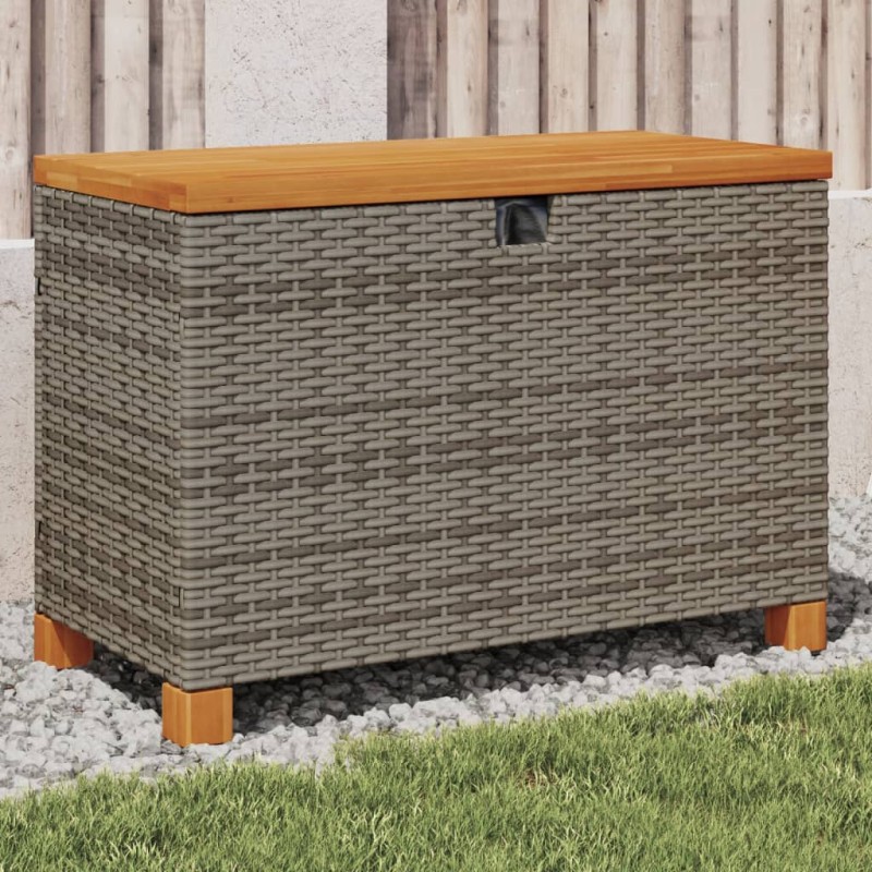 vidaXL Caja de almacenaje jardín madera acacia ratán gris 80x40x48 cm vidaXL Caja de almacenaje jardín madera acacia ratán gris 80x40x48 cm