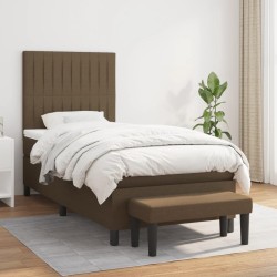 vidaXL Cama box spring con colchón tela marrón oscuro 80x200 cm