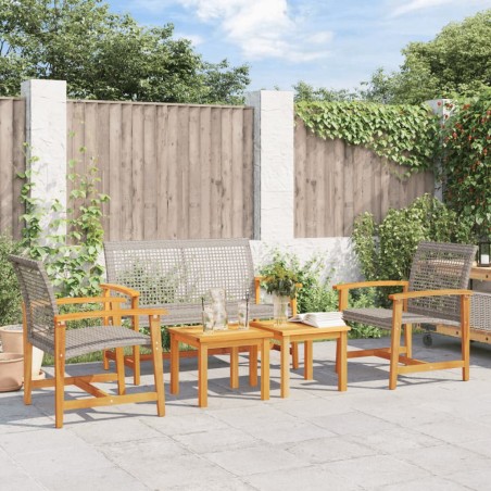 vidaXL Juego de bistro de 5 piezas ratán PE gris y madera de acacia