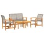 vidaXL Juego de bistro de 5 piezas ratán PE gris y madera de acacia