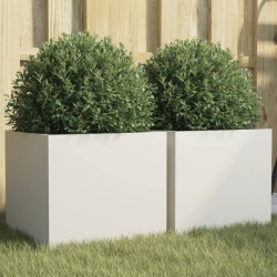 vidaXL Jardineras 2 unidades acero laminado en frío blanco 32x30x29 cm