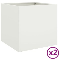 vidaXL Jardineras 2 unidades acero laminado en frío blanco 42x40x39 cm