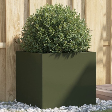vidaXL Jardinera de acero laminado en frío verde oliva 49x47x46 cm